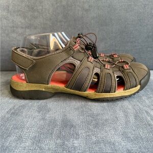 Clarks Womens Tuvia Grey Orange Sport Fisherman Sandals SZ 9.5M Adjustable